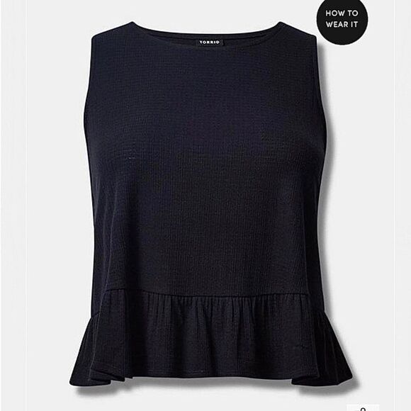 Torrid Black Texture Knit High Neck Ruffle Crop Top Sz 1X - Picture 2 of 8